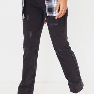 Prettylittlethings black denim straight leg jeans